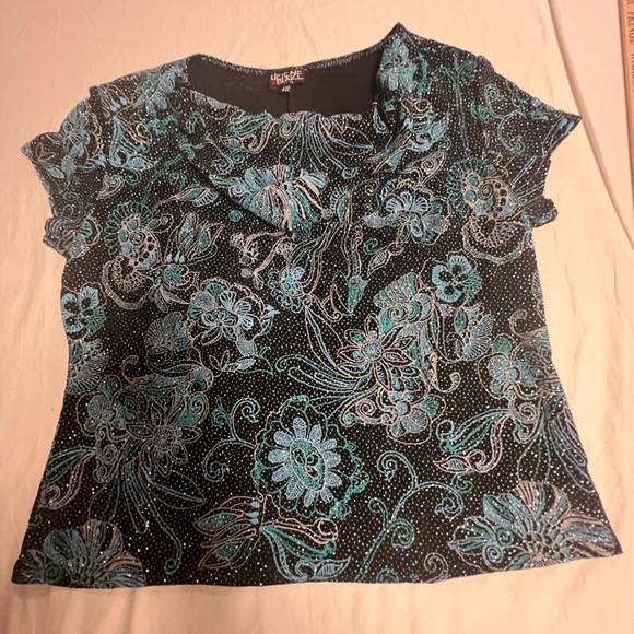HELENE BLAKE WOMEN’s SHORT SLEEVE DRESSY TOP SIZE PXL. BEAUTIFUL LIKE BRAND NEW - Picture 9 of 11